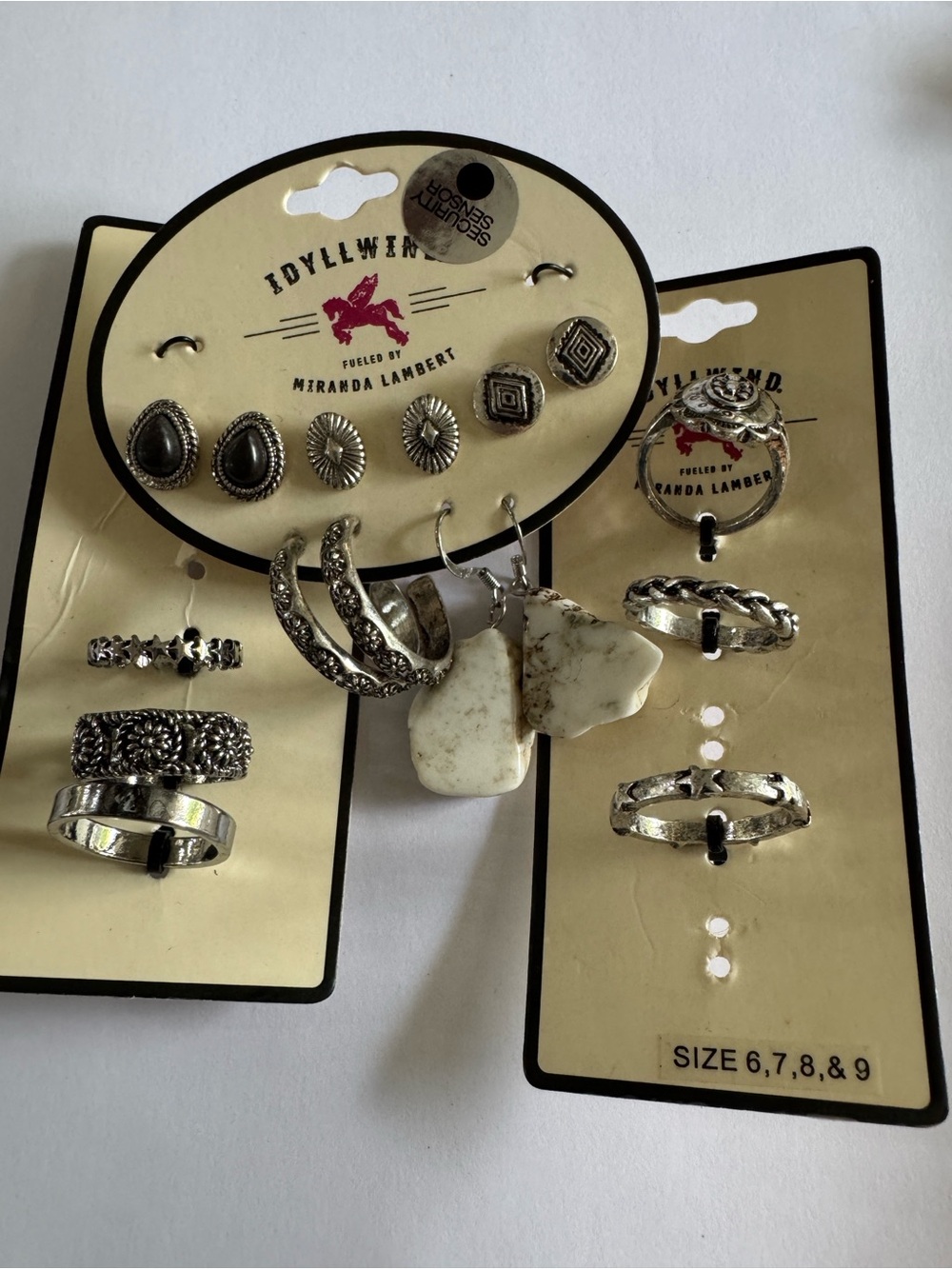 Idyllwind Silver-Tone Mixed Ring & Earring Set with White Stone Charms